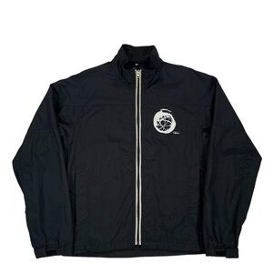 Vintage Futura Laboratories Black & Silver Zip Up Windbreaker Jacket Size Medium